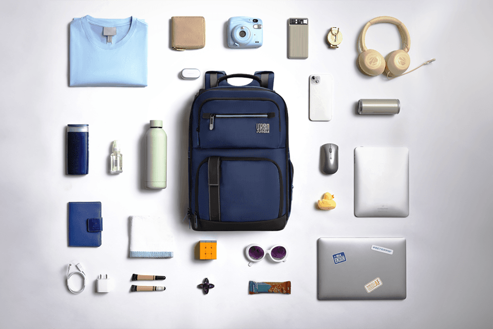 Backpack flat lay